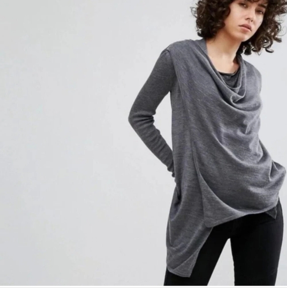 All Saints Drina Drape Cardigan Sweater sz 2 - Picture 2 of 8